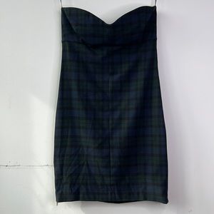 Elegant Plaid Strapless Dress